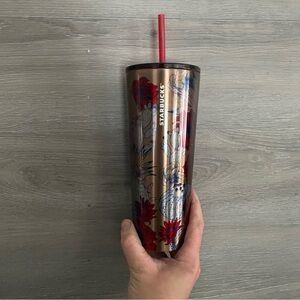 Starbucks Stainless Steel Desert Red Cactus Floral Tumbler